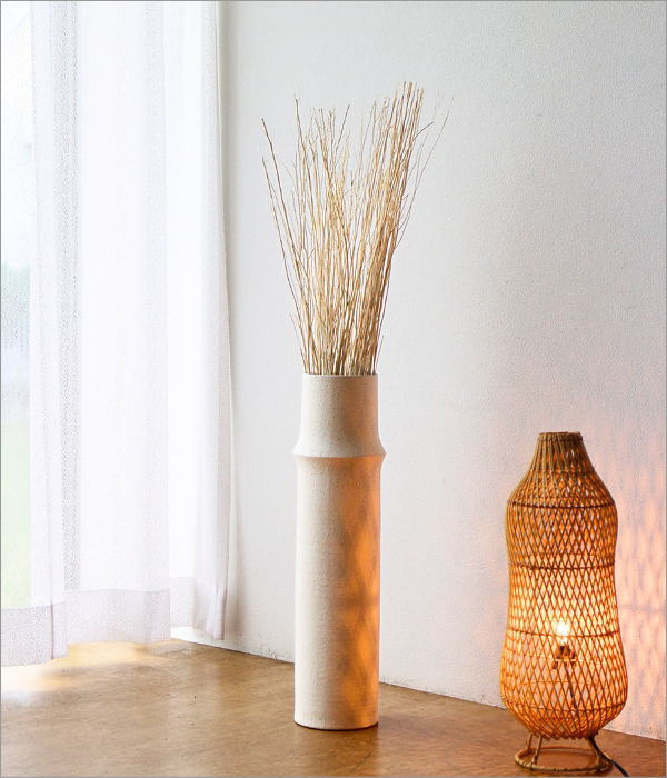 花瓶 花びん 陶器 おしゃれ フラワーベース 竹 デザイン 枝物 円柱 筒
