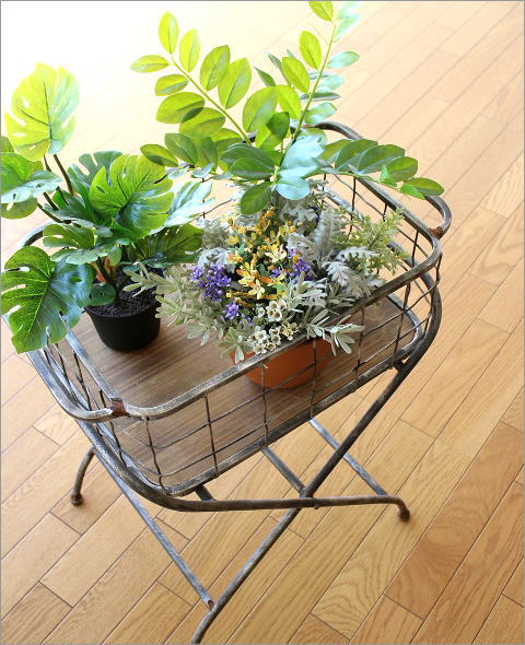 フラワースタンド アイアン 木製 花台 アンティーク レトロ フラワー