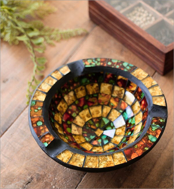 灰皿 ガラス おしゃれ アンティーク 卓上 小物入れ 丸 かわいい 可愛い