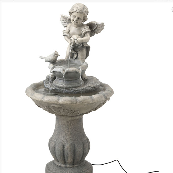 ソーラーファウンテン 送料別途 噴水 高さ86cm エンジェル 天使 庭