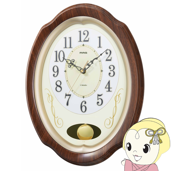 ノア精密 掛け時計 アナログ MAG マグ 電波 振り子 メロディ 報時