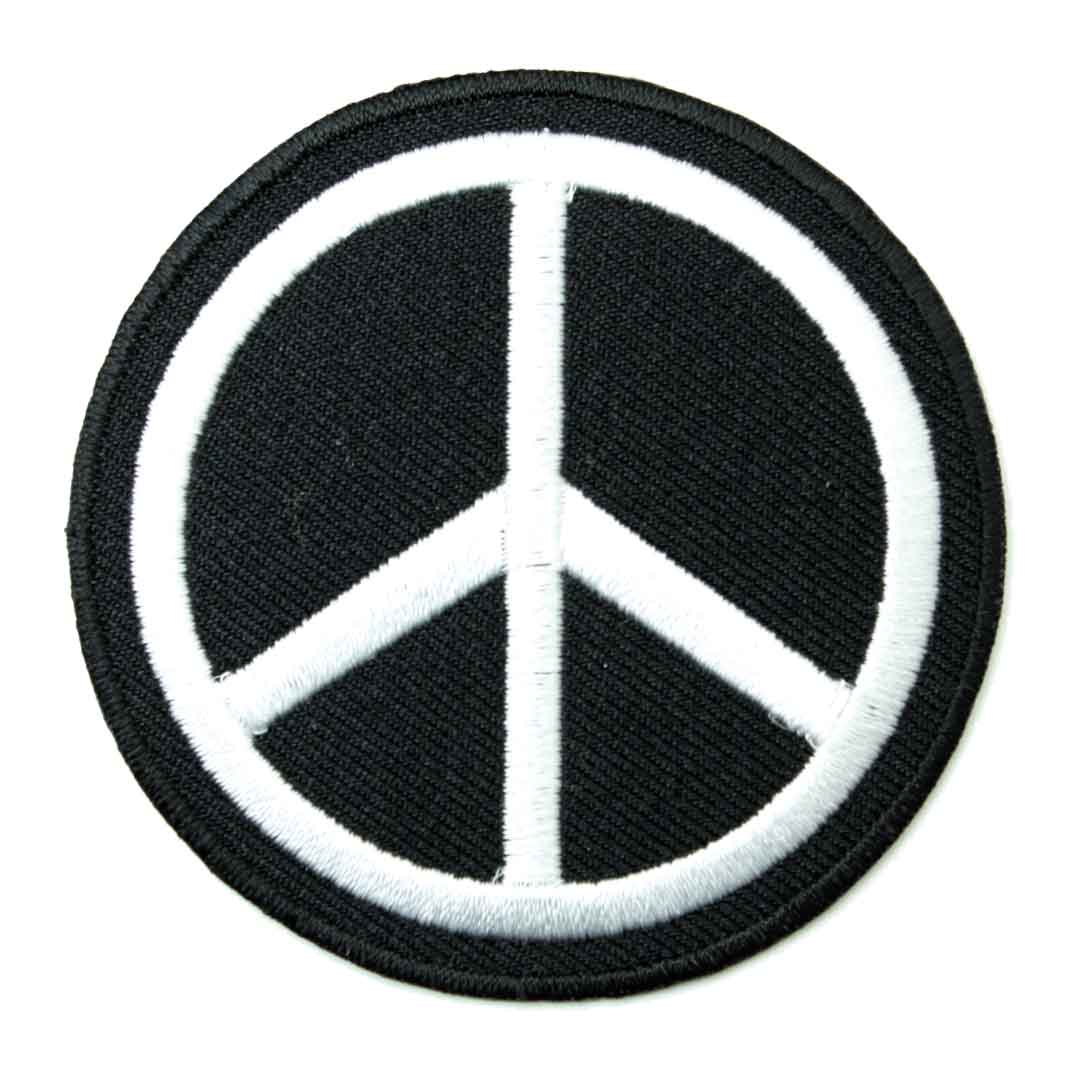 ワッペン アイロン PEACE ピース マーク 平和 ブラック アップリケ