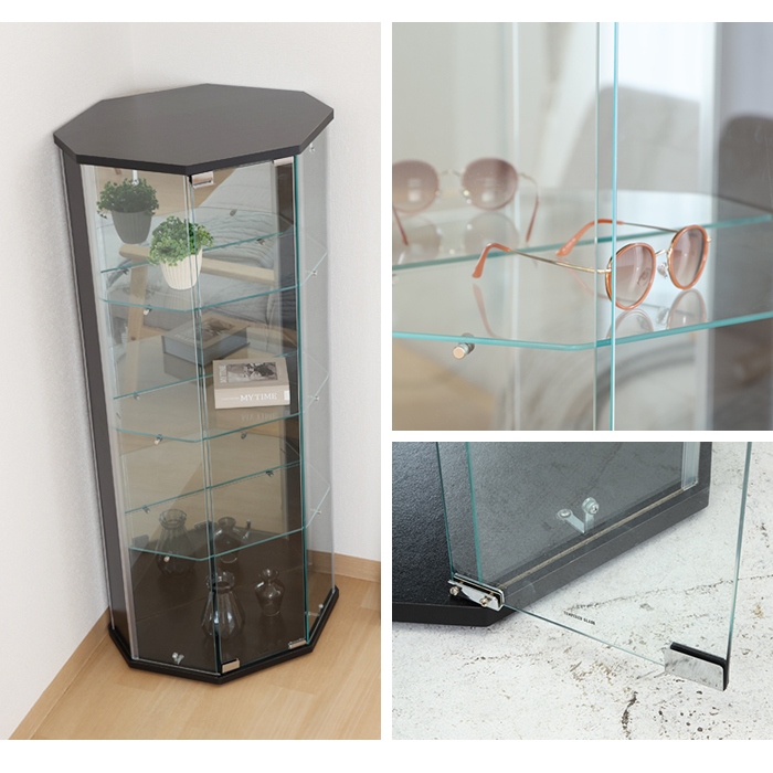爆買 値下げ コレクションケース 4段 コーナータイプ ガラス 扉付き