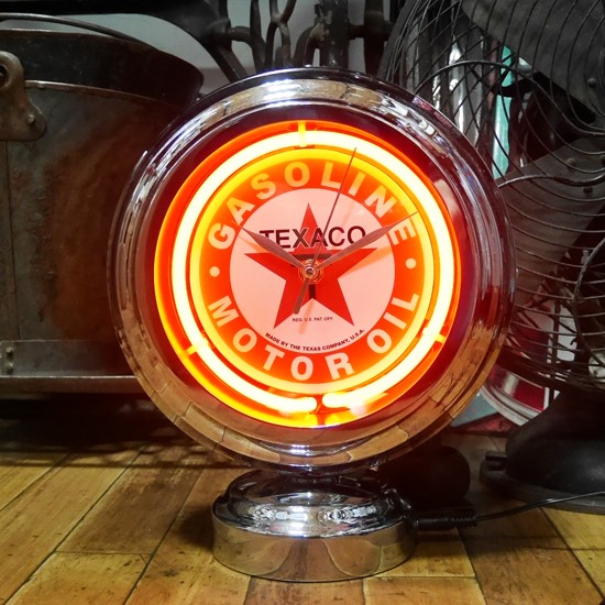 TEXACO ガスランプ ネオンクロック 置時計 テキサコ GASLAMP NEON