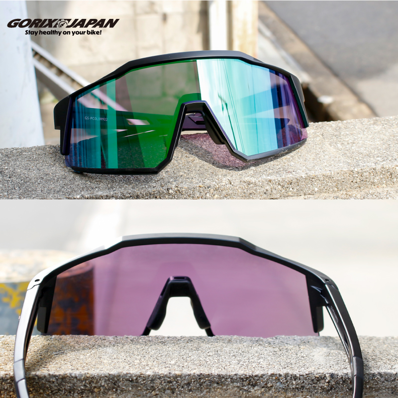 スポーツサングラス メンズ UV 紫外線カット ワイドレンズ ロード