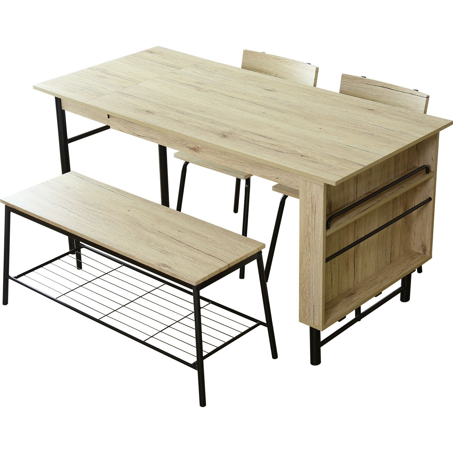 DORIS（ドリス） ダイニングテーブルセット 4人 ベンチ 4点セット 伸長