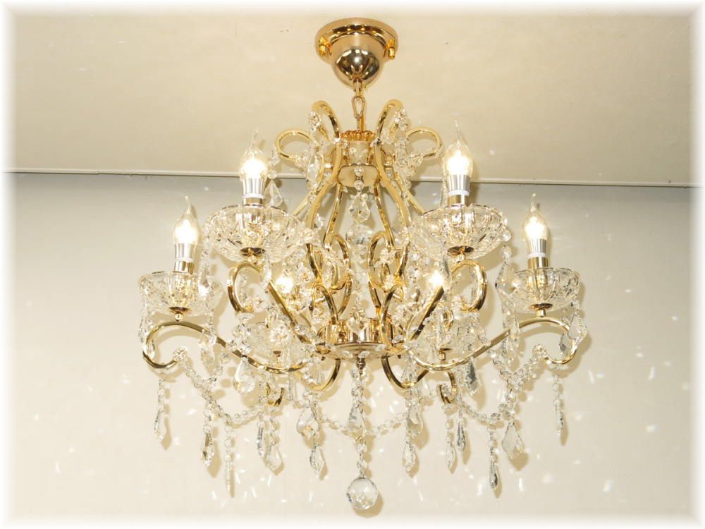 クリスタル シャンデリア 照明 LED 6灯 6畳 照明器具 ペンダント 安い