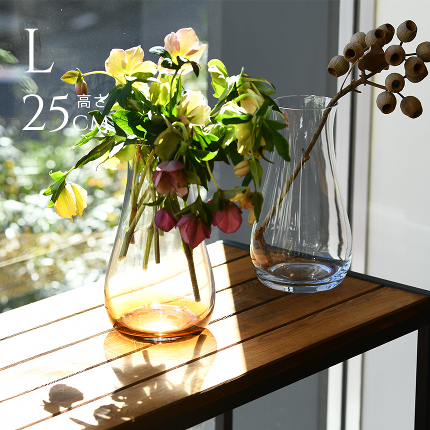 Clay（クレイ） ガラス花瓶 ガラスベース フラワーベース シンプル