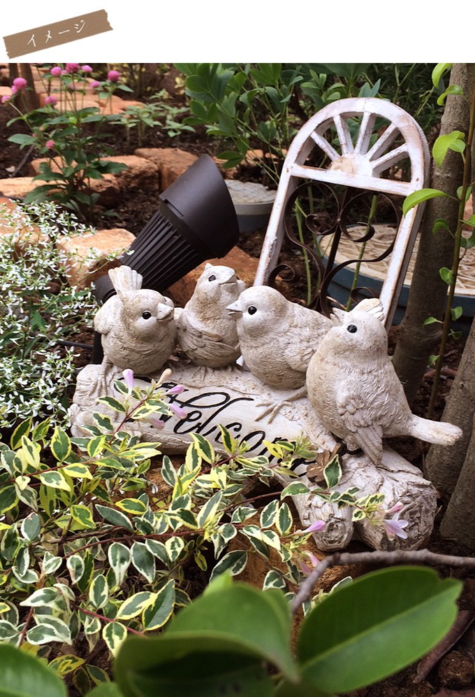 ガーデニング雑貨 置物 小鳥が楽しくさえずる ウェルカムボード 小鳥