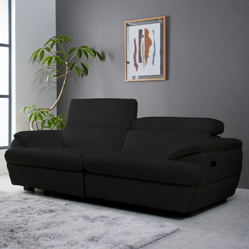 ソファー 2人掛け 電動ソファー おしゃれ 白 黒 ホワイト 本革 レザー