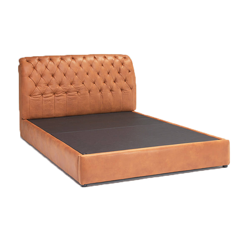 ベッド ダブルサイズ ファブリックレザー おしゃれ ブラウン キャメル