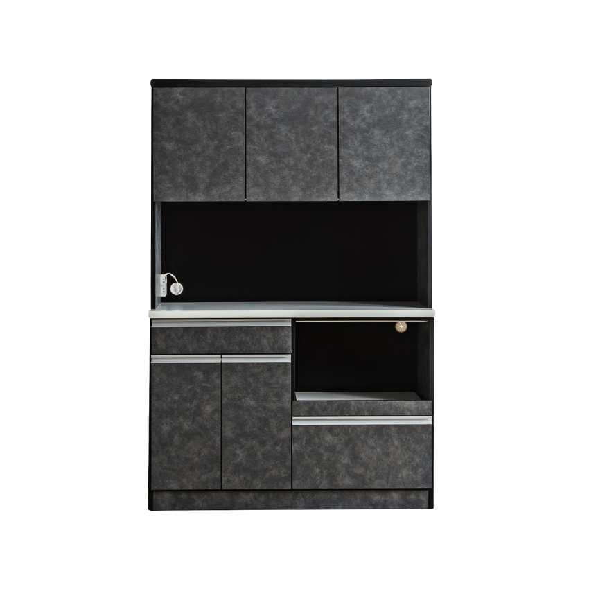 キッチンボード 食器棚 カウンター 120 90 大理石調 ワイドタイプ