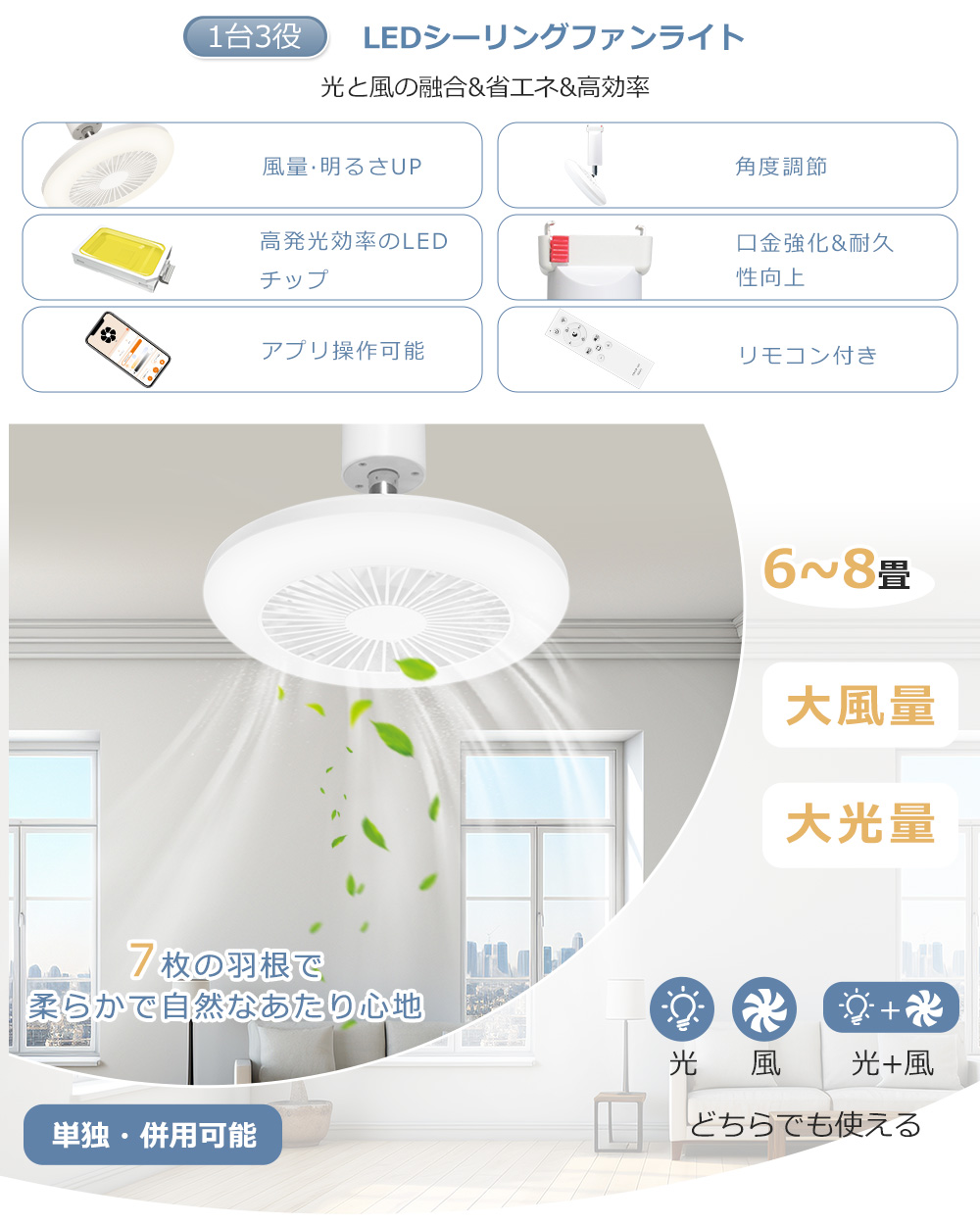 Alexa対応 ファン付きシーリングライト LEDシーリングファンライト