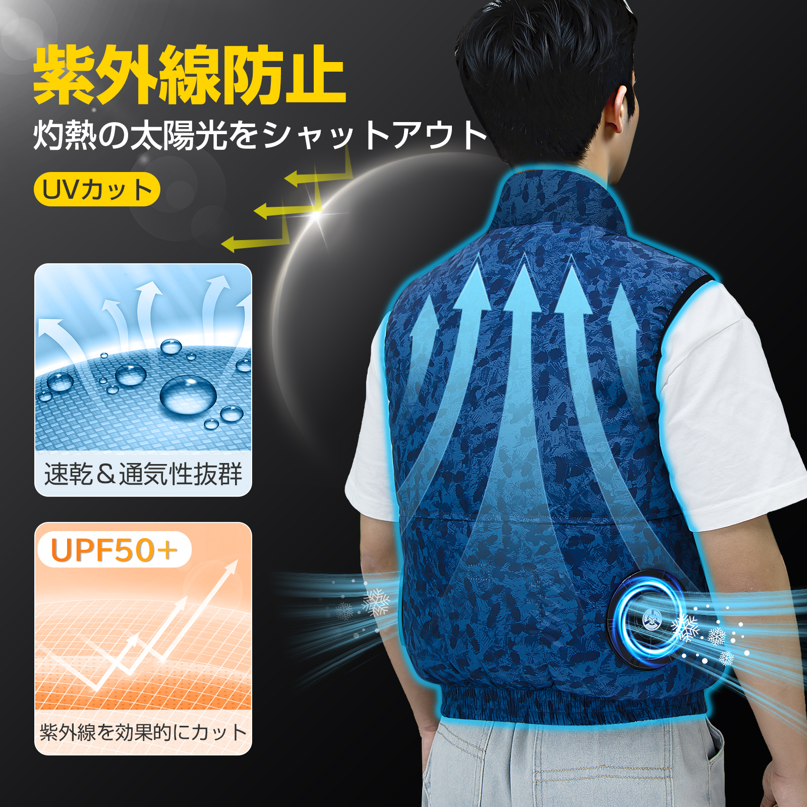 空調作業服 ファン付き作業服 40V超高出力 大風量 36000mAhバッテリー