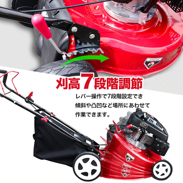 エンジン芝刈機 自走式 6馬力 排気量173cc 大容量60L 手押しタイプ 刈