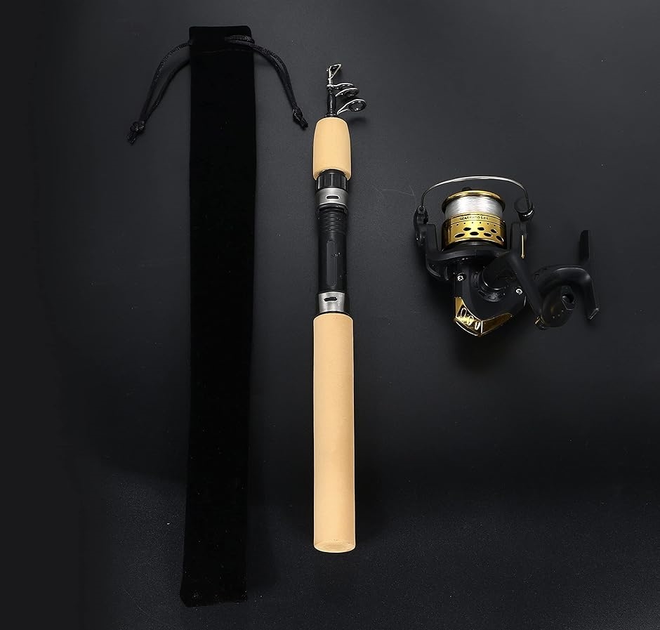 釣竿セットコンパクトロッド スピニングリール ロッド全長100cm ライン