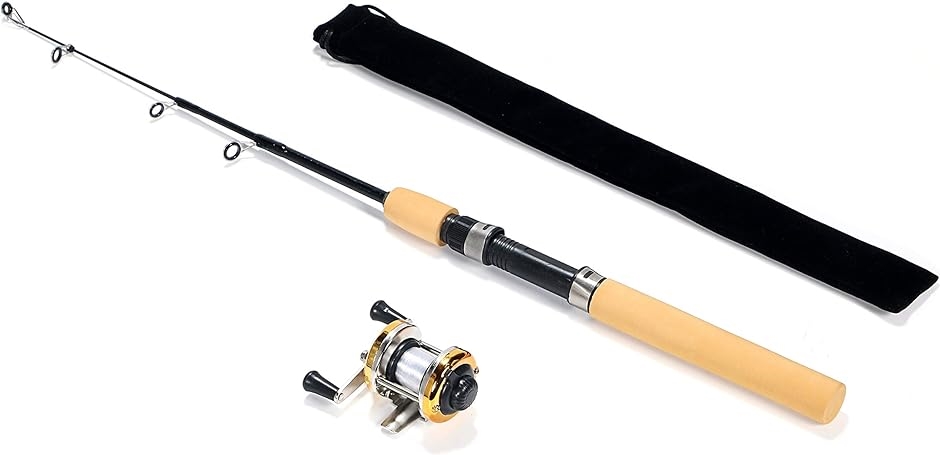 穴釣り用釣竿セット コンパクトロッド 両軸リール 100cm ブラクリ 海水
