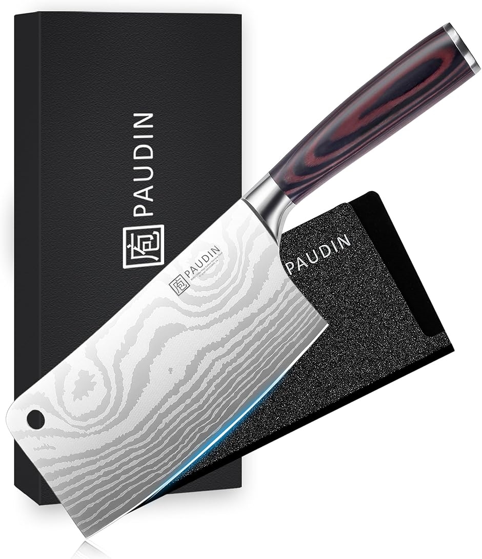 中華包丁 ステンレス鋼 177mm キッチンナイフ 鞘付き 木材製ハンドル