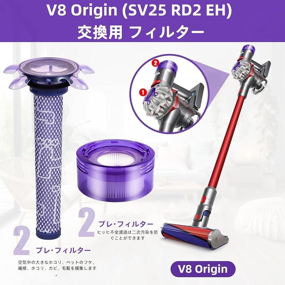 互換品】 互換フィルター ダイソン用 掃除機 V8 Origin SV25 RD2 EH用