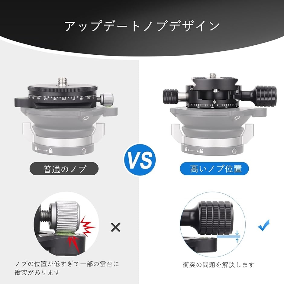 互換品】 360°パノラマ雲台 パノラマパンベースクランプ アルミ合金