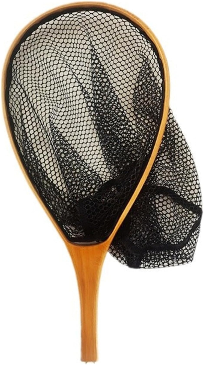 ランディングネット 渓流 ラバーネット タモ網 軽量 木製 フライ