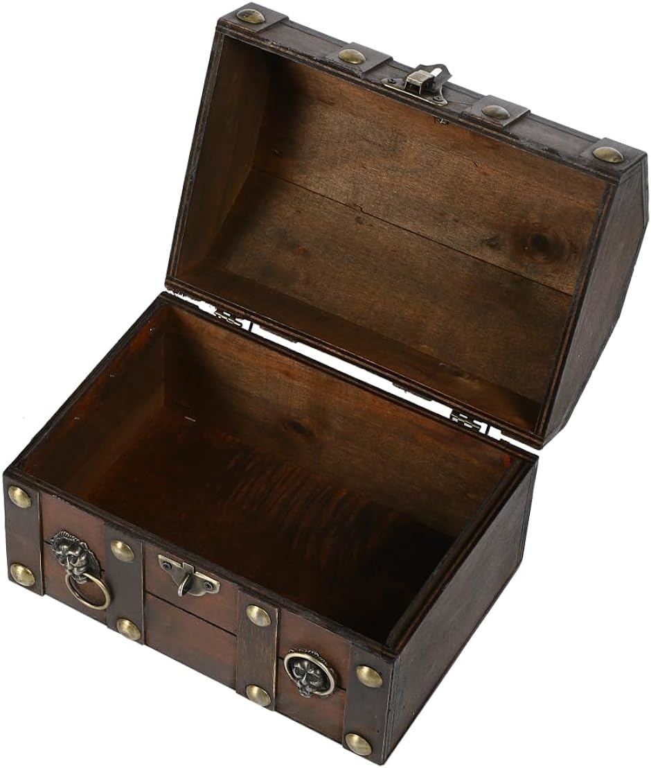 アンティーク調 木箱 レトロ風 宝箱 収納 ボックス リベット モチーフ