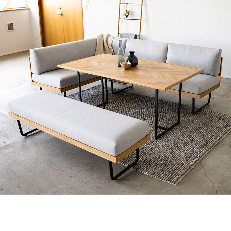 NOWHERE LIKE HOME (正規品)ソファ 肘無し 片肘 ベンチ スチール脚