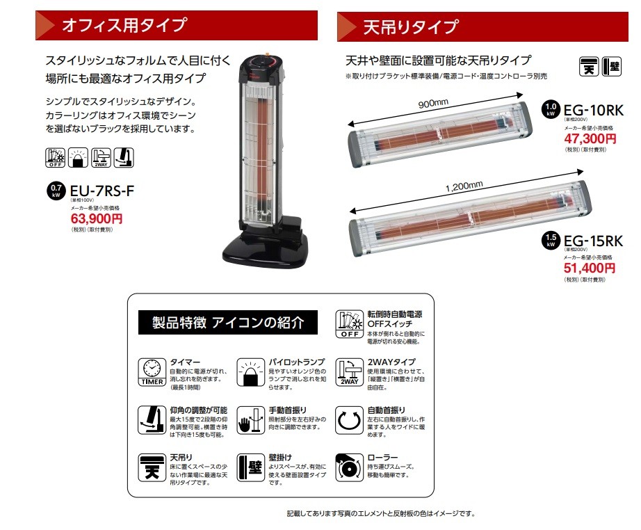 代引き不可 DENSO デンソー 遠赤外線ヒーター(首振りなし) 2連タイプ