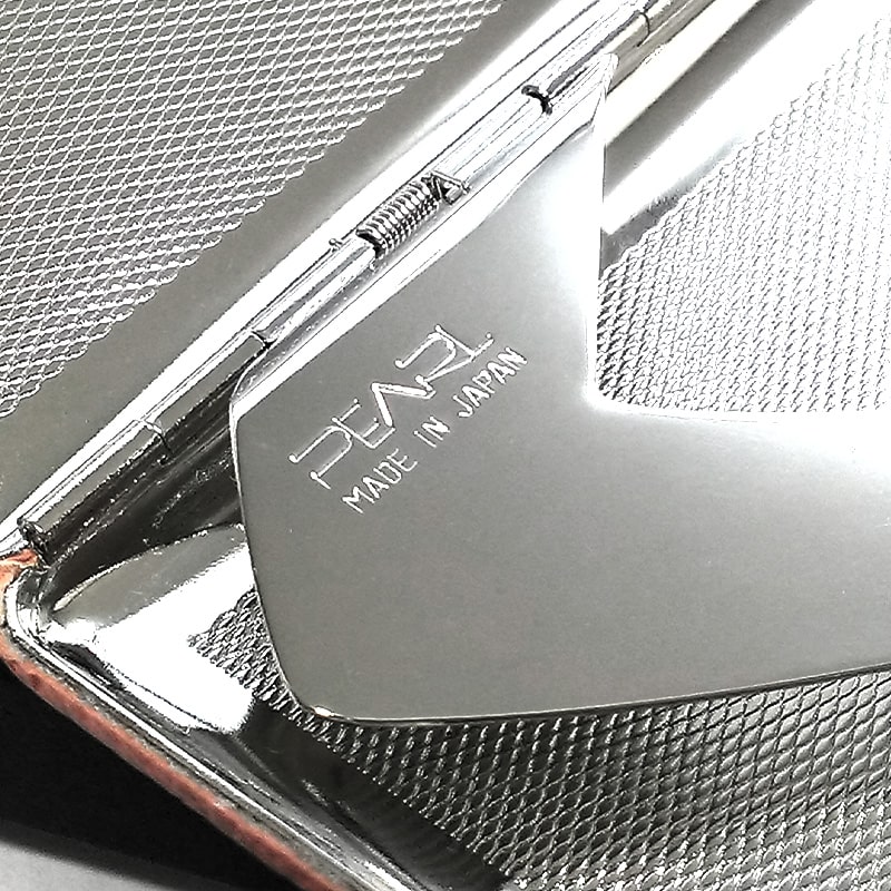 シガレットケース 薄型 コスモス クルミ革巻き オレンジ ノブレッサ