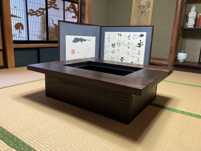 灰 五徳セット】ちび囲炉裏 3点セット 800X600X280mm 蓋付 新品 受注