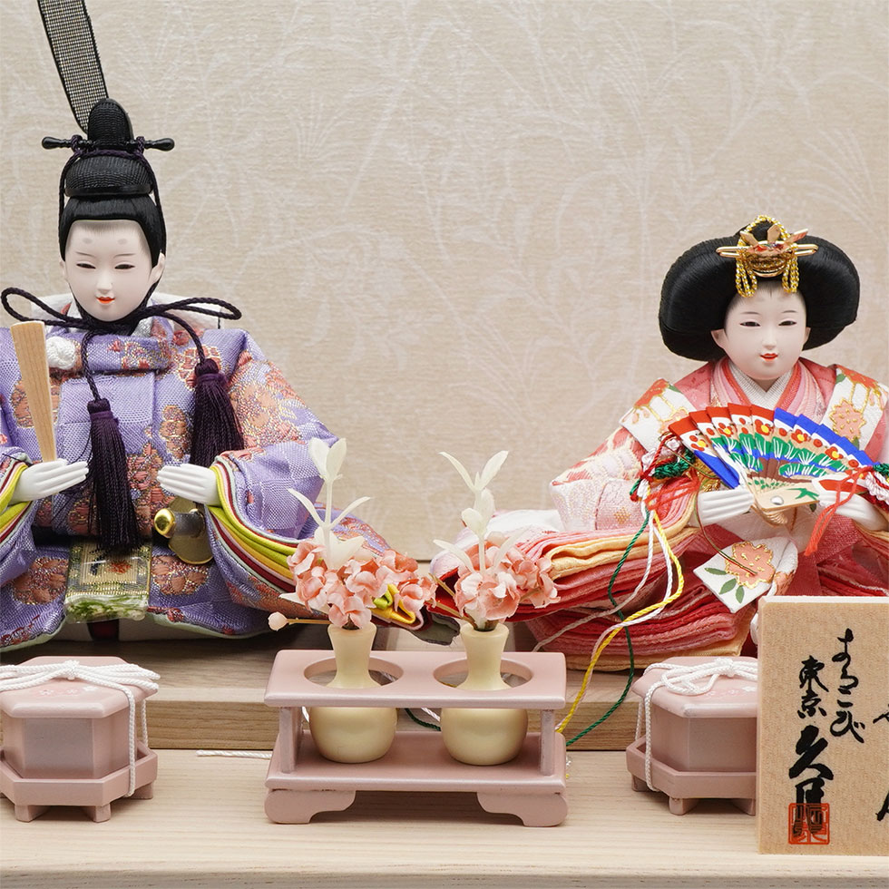 久月 久月作 束帯親王飾り グレー白花 収納台セット 雛人形/ひな人形