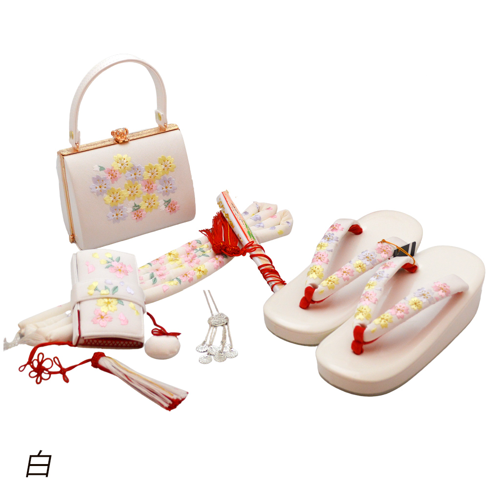 七五三 草履 バッグ はこせこ 6点 セット 正絹 刺繍 小物 7歳 七歳