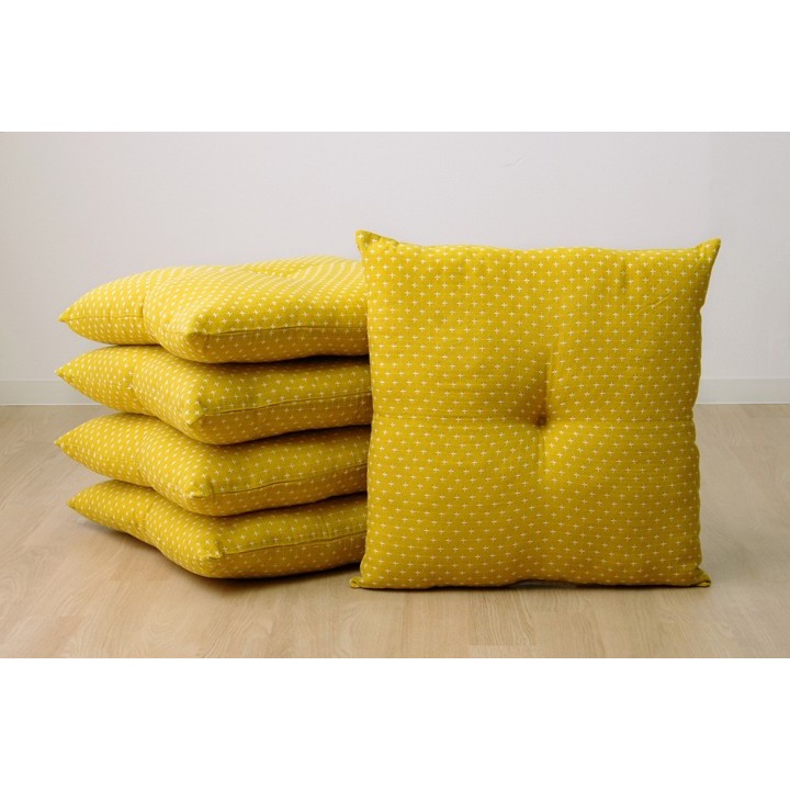 イケヒコ 座布団 セット クッション 銘仙判 刺し子 約55×59cm 5枚組