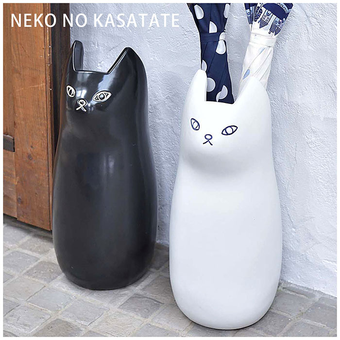 傘立て 傘たて かさたて 猫 ネコ ねこ 陶器 スリム コンパクト