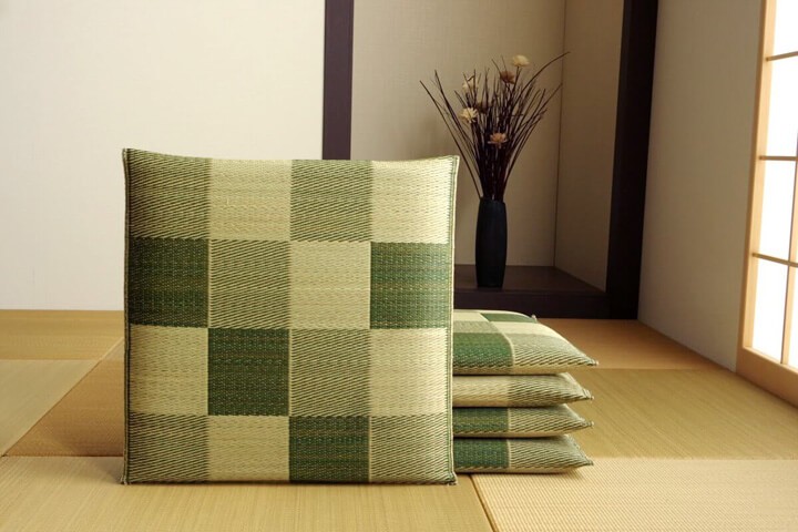 イケヒコ い草座布団 5枚組 ブロック 55×55cm おしゃれ 日本製 織込