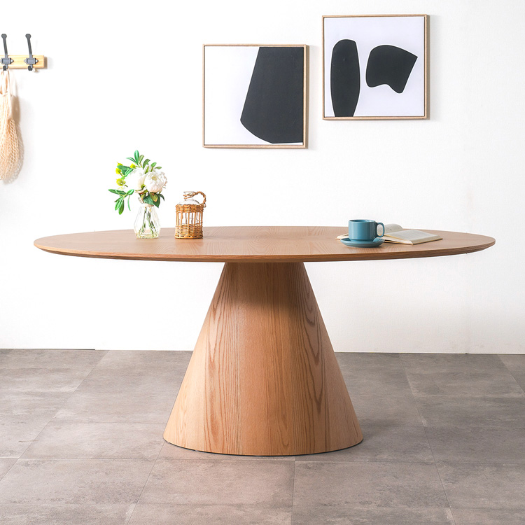 楕円形 ダイニングテーブル 円柱脚 4人用 6人用 単品 デザイン