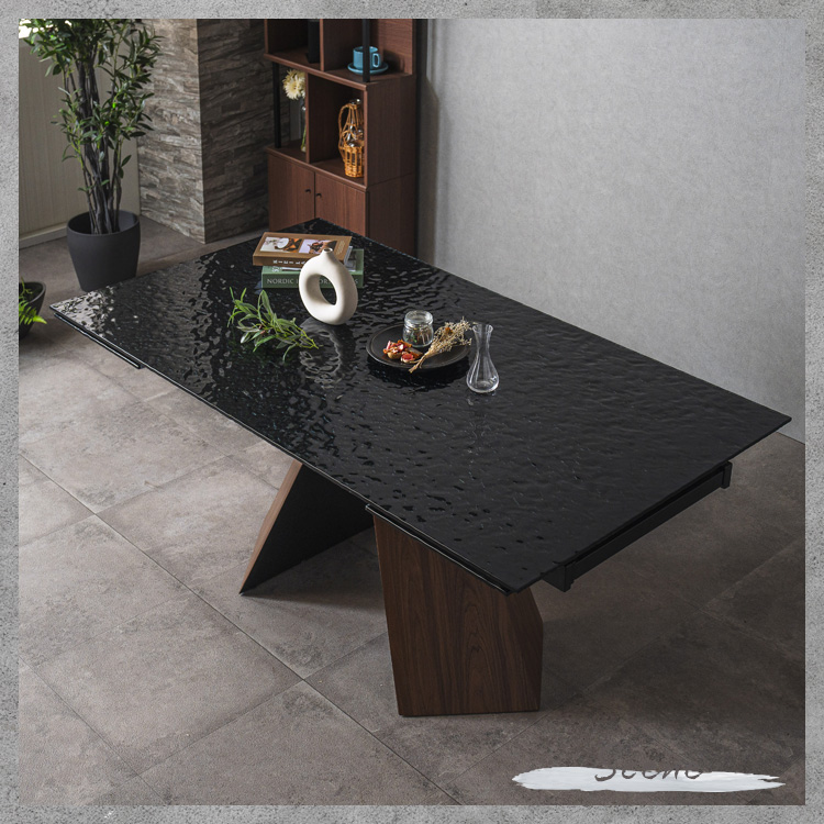 ダイニングテーブルセット 7点 160~236 6人用 伸長式テーブル ガラス