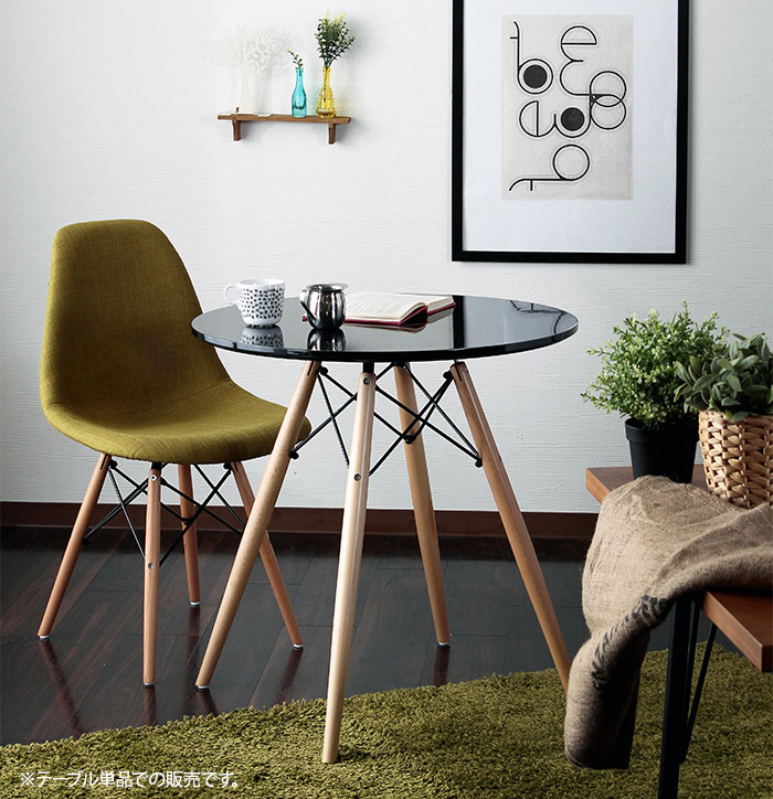 カフェテーブル 丸 70 単品 円形 ブラック 鏡面 ダイニングテーブル