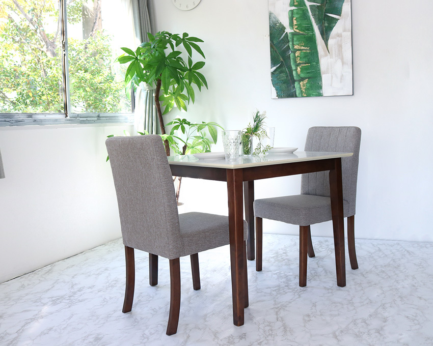 ダイニングテーブル 2人掛け 幅80cm ホワイト 白 グレー 2人用