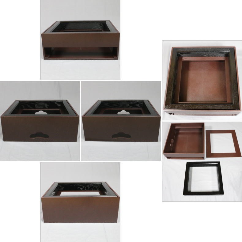 製造中止）茶道具 置炉 置き炉 炉縁 IH専用置炉＆炉縁 掻合 黒 ウルミ