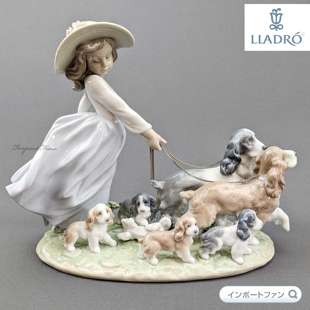 LLADRO（リヤドロ） 仔犬たちの行進 イヌ 少女 置物 01006784 LLADRO