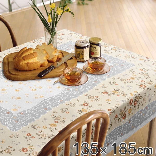 テーブルクロス 135×185cm MGプリントレース セーヌ 樹脂製 日本製