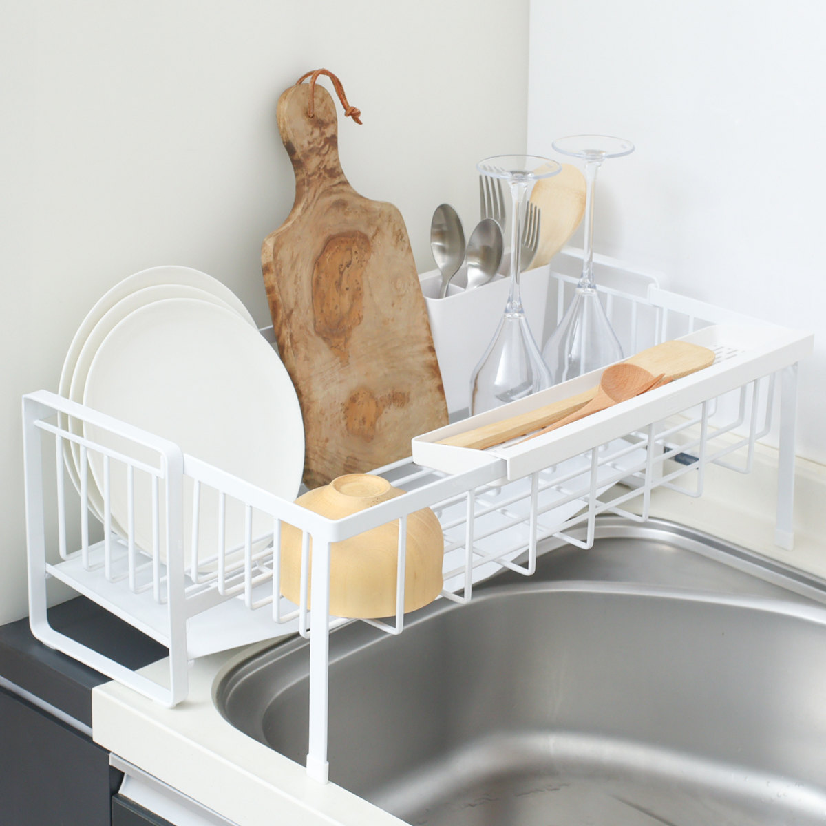 tower 山崎実業 水切りラック スペース広がる 伸縮 1段 スチール