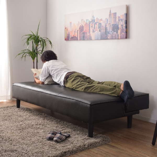 東谷 ソファベッド 幅183cm レザー調 3人掛け 三人掛け ソファ （ 開梱