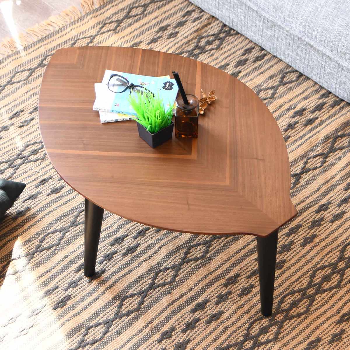 ローテーブル 折りたたみ 幅90cm センターテーブル リーフ （ 90×60cm