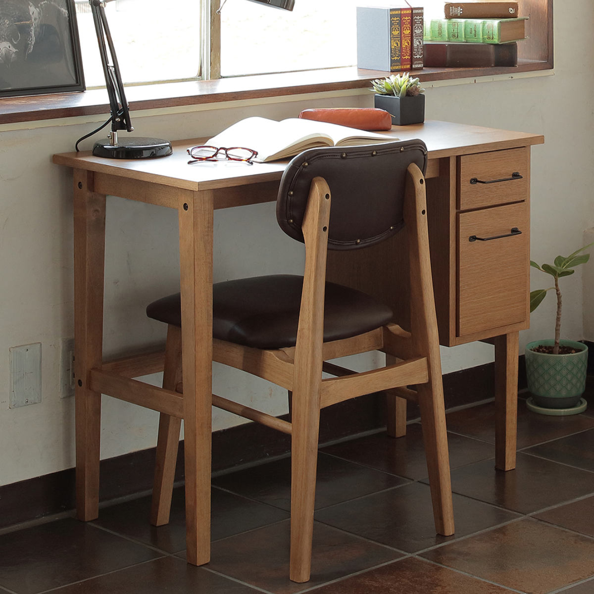 デスク 幅90cm Rasic 木製 （ コンパクトデスク スリム 机 学習机