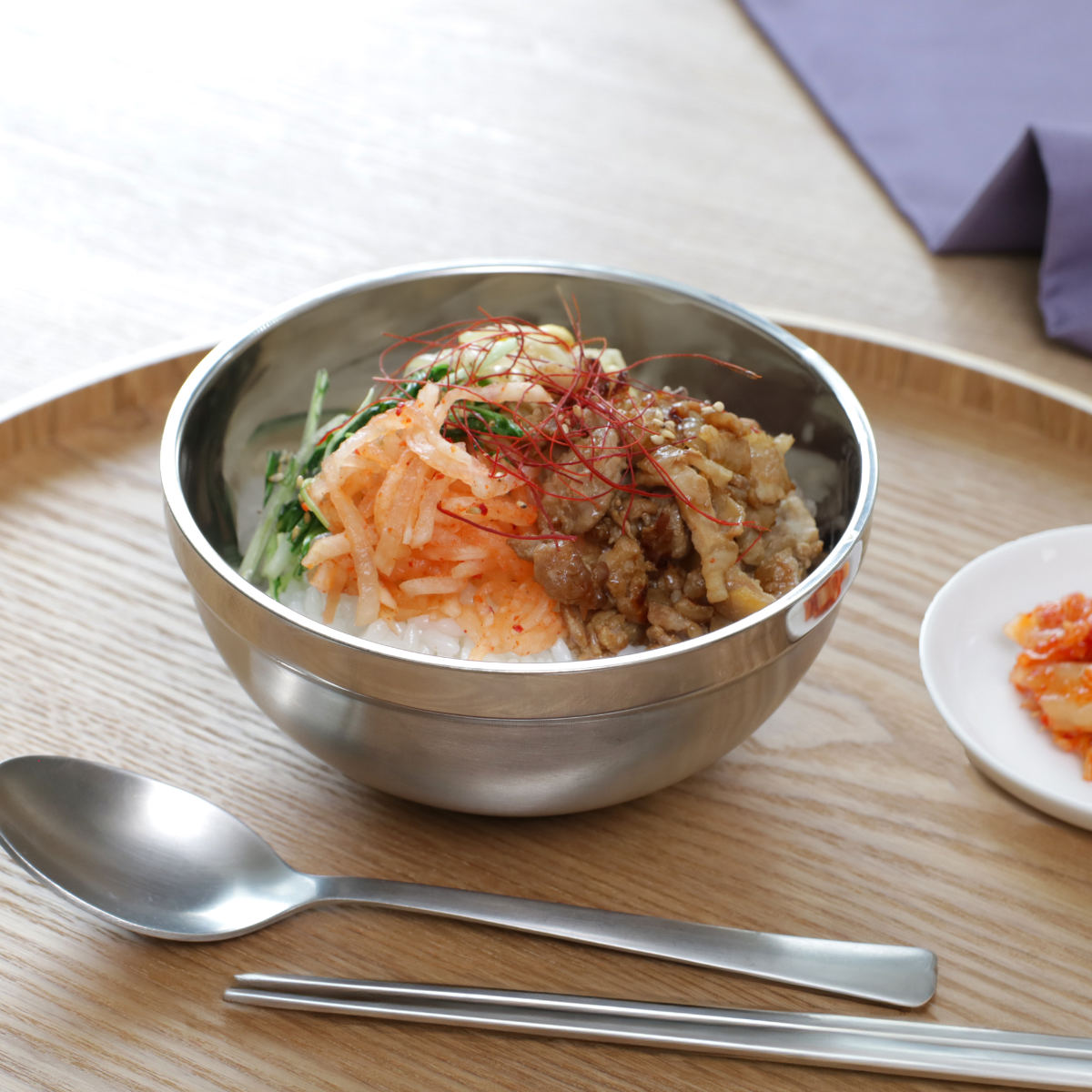 どんぶり ステンレス 深型食器 13.7cm （ 二重構造 保冷 保温 丼 丼物