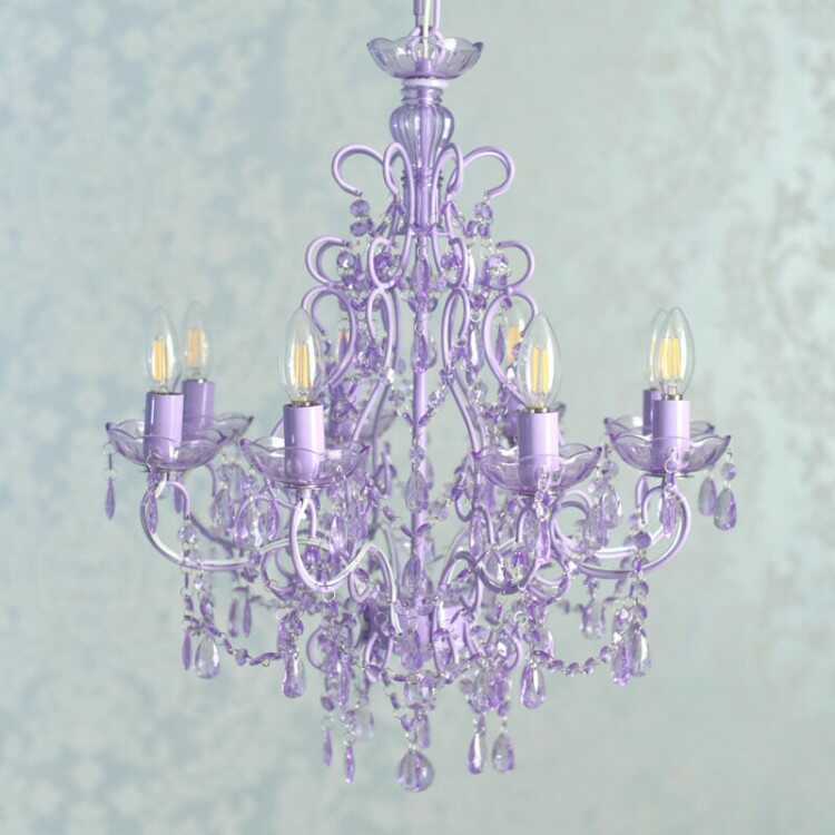 シャンデリア 8灯 ラベンダー色 紫 パープル かわいい プリンセス