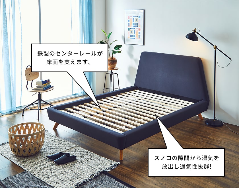 ネルコンシェルジュ ベッド ファブリックベッド ダブル 厚さ25cmふわ