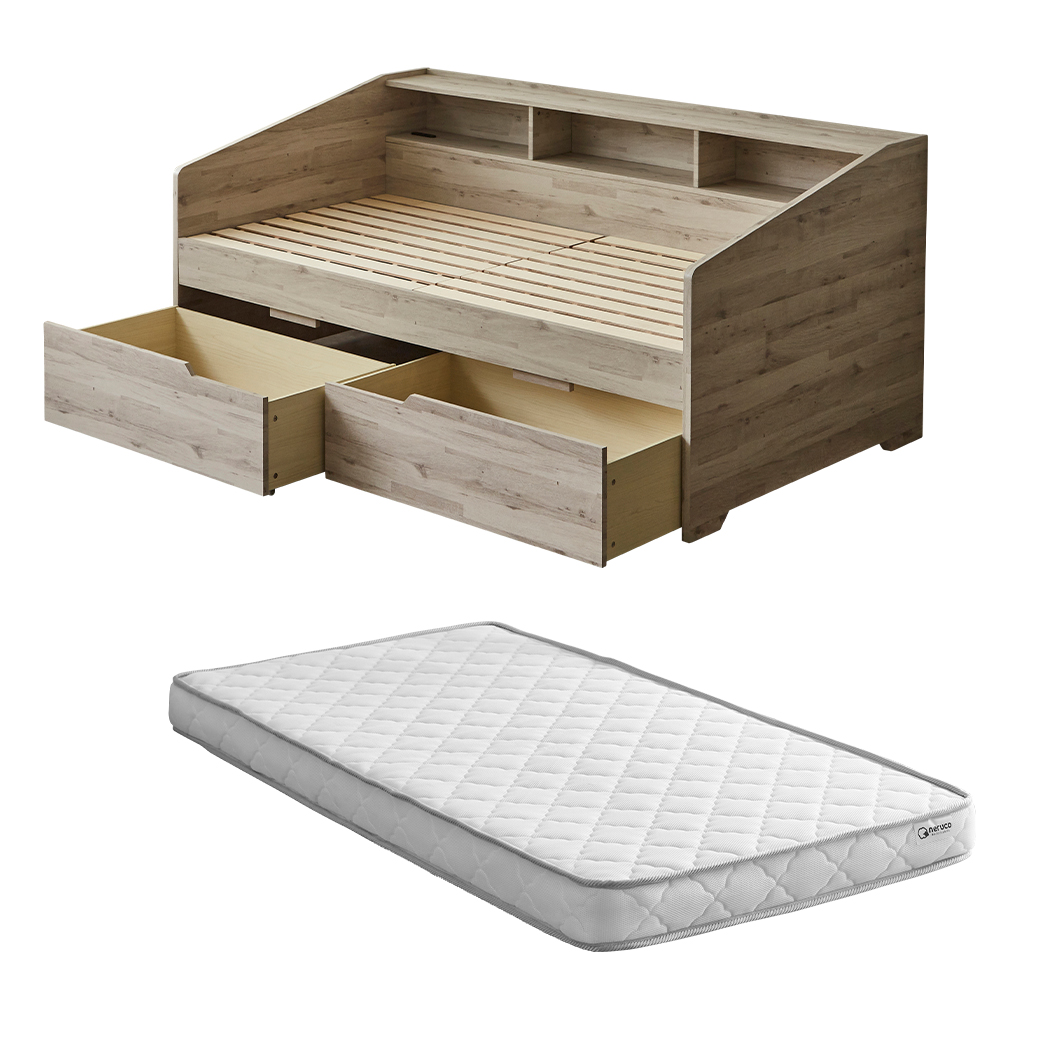 サイド棚付きベッド デイベッド 引き出し付き Shelvesbed シングル